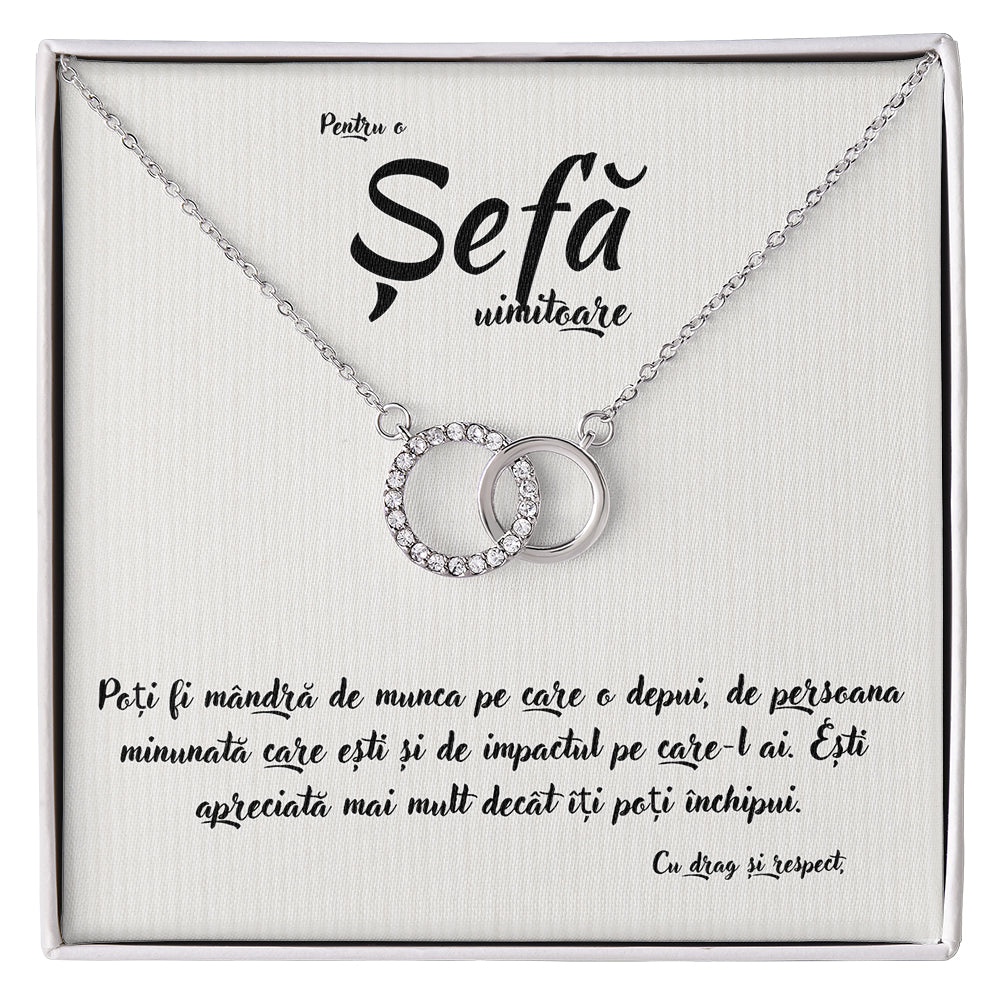 Set Cadou Pentru Sefa, Colier Argint 925 cu pandant, si Card cu Mesaj ”Pentru o Sefa Uimitoare”