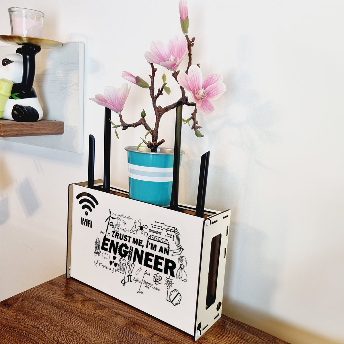 Raft Suport Router Wireless, JOYSTOS, Pentru Mascare Fire si Echipamente WI-FI, 31X20 cm, Alb
