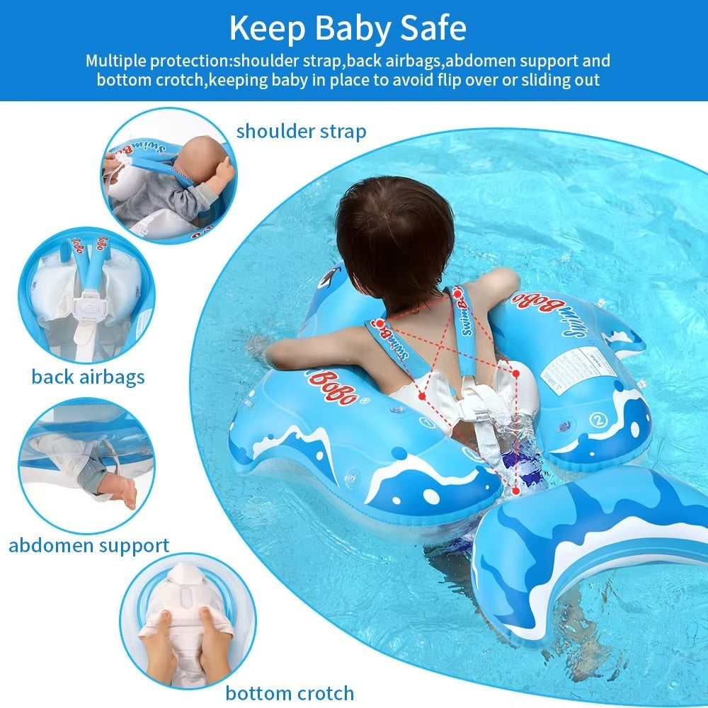 Joystos Colac Înot pentru Bebe – Design Rechin Amuzant, cu Copertină UV