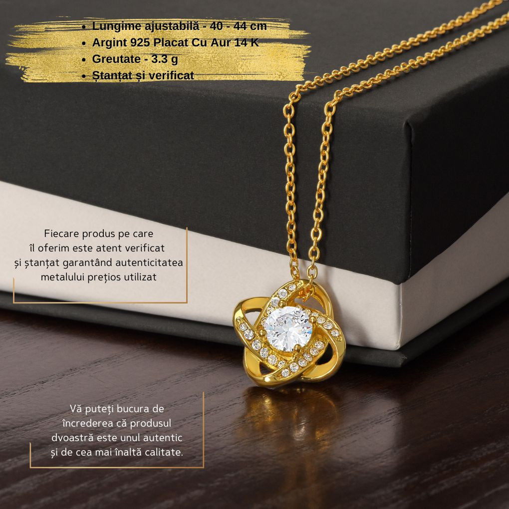 Cadou pentru Iubita Sotie, Colier din Argint925 cu Pandant Placat cu Aur Galben de 14K, Card cu Mesaj "Pentru Sufletul Meu Pereche"