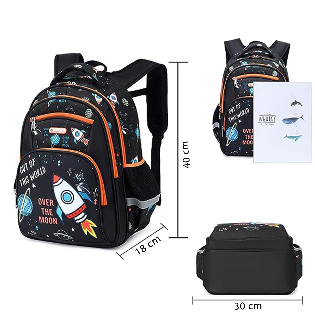 Ghiozdan Scoala, JOYSTOS, Multifunctional, Model Nava Spatiala - Out of this World, Fosforescent, 15, 6 inch, ideal 8-12 ani