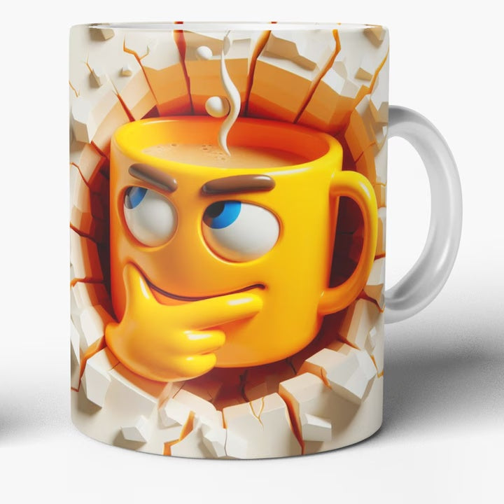Cană Ceramică JOYSTOS, 330 ml – Emoji 3D, 8 Modele Amuzante