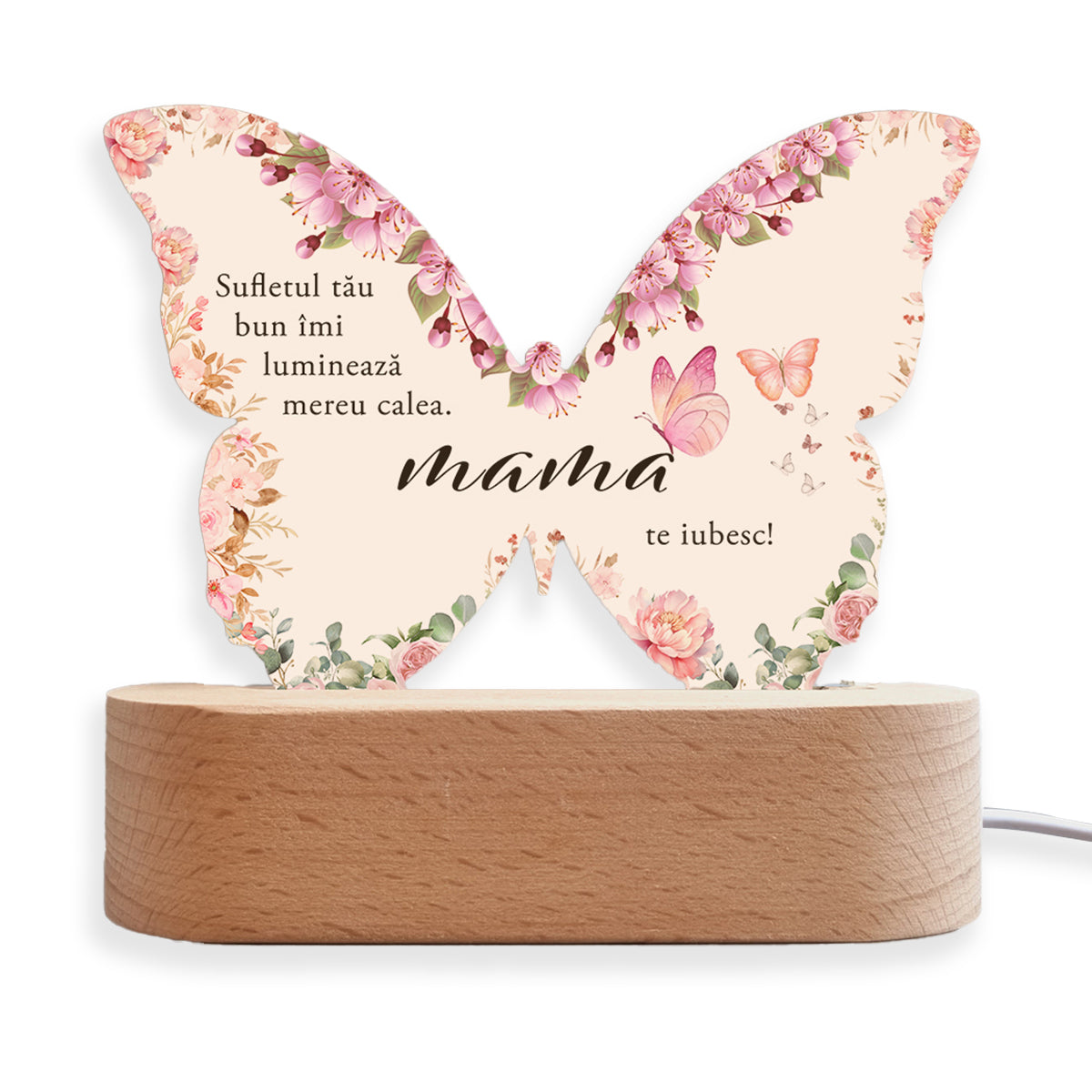 Set Cadou Pentru Mama, Joystos, Lampa din Acril Decorativa, Cadou Special pentru Mama, cu mesaj Personalizat, 15x15 cm