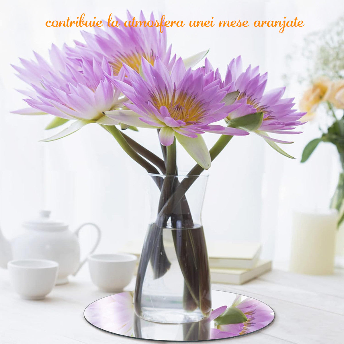 Set 12 Oglinzi Decorative pentru mese, Grosime 2 mm, Oglinzi Rotunde de 250 mm pentru piese centrale – Ideal pentru Decor de Nunta, Botez, Petreceri si Craciun