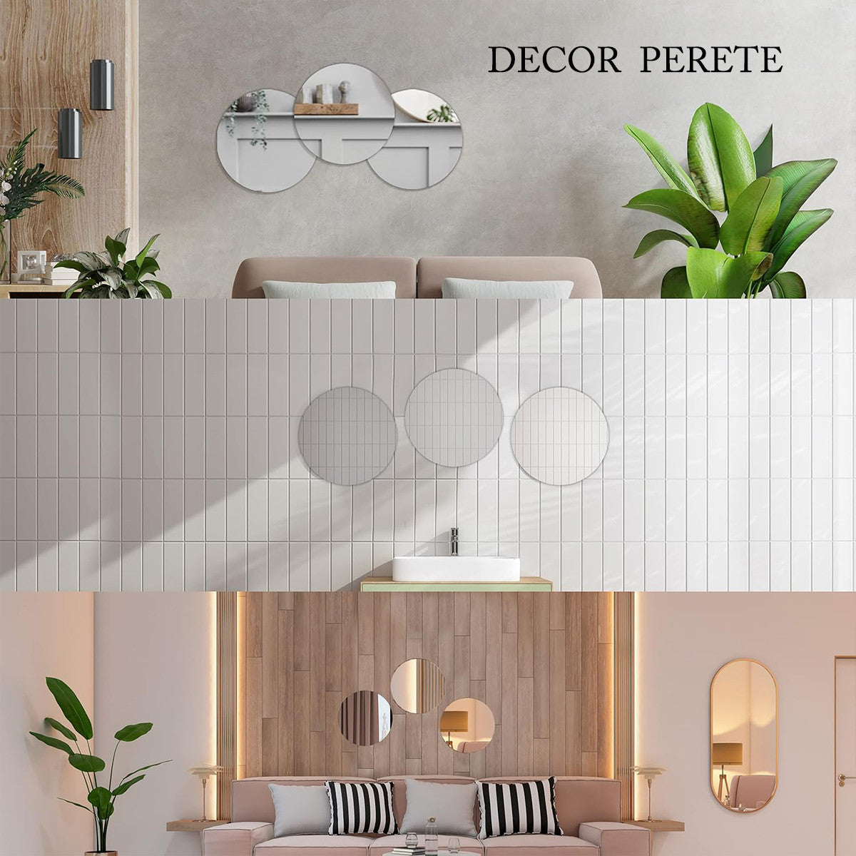 Set 12 Oglinzi Decorative pentru mese, Grosime 2 mm, Oglinzi Rotunde de 250 mm pentru piese centrale – Ideal pentru Decor de Nunta, Botez, Petreceri si Craciun