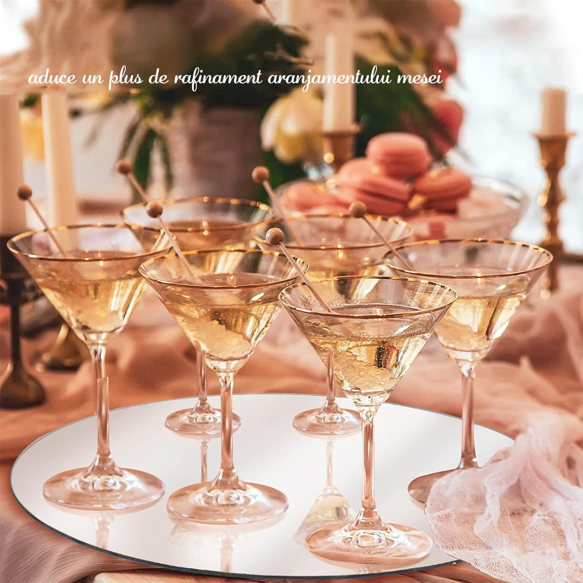 Set 12 Oglinzi Decorative pentru mese, Grosime 2 mm, Oglinzi Rotunde de 250 mm pentru piese centrale – Ideal pentru Decor de Nunta, Botez, Petreceri si Craciun