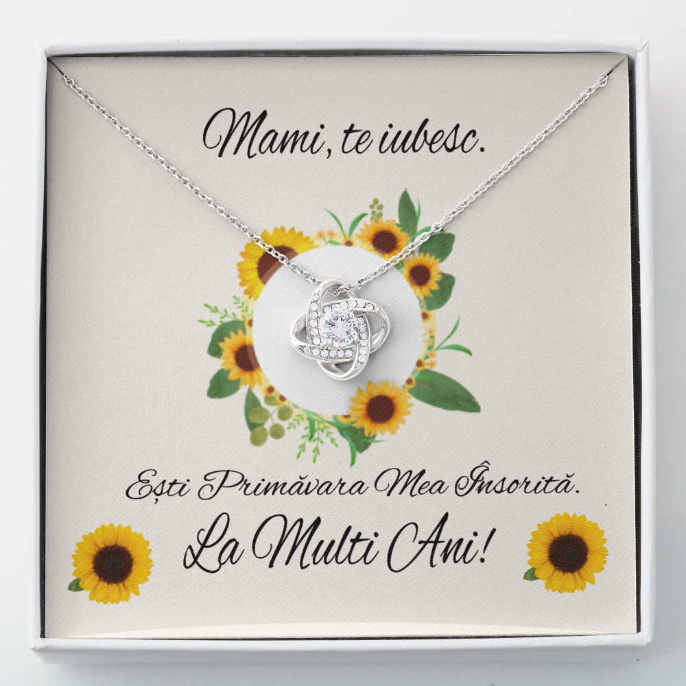 Colier Nodul Iubirii Si Card Cu Mesaj "Mami, Te Iubesc"