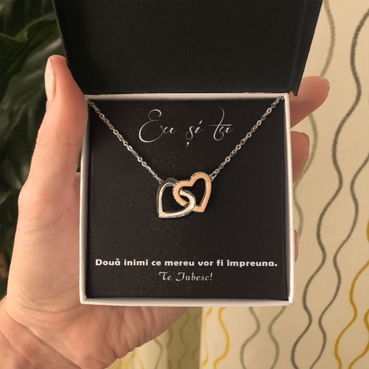 Colier cu Pandant Inimi Legate Placate cu Aur Rose 14K. Cadou Perfect Pentru Iubita sau Sotie - Alexia Gifts
