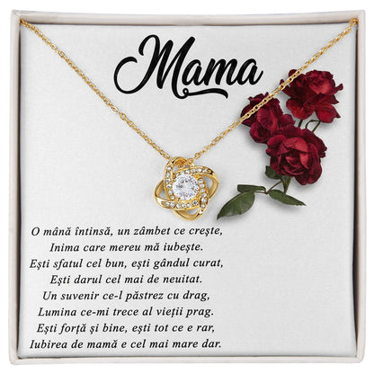 Colier "Nodul Iubirii" din Argint 925 Placat cu Aur 18K – Cadou Personalizat pentru Mama – Include Mesaj Custom & Card Răzuibil
