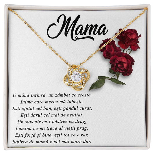 Colier "Nodul Iubirii" din Argint 925 Placat cu Aur 18K – Cadou Personalizat pentru Mama – Include Mesaj Custom & Card Răzuibil