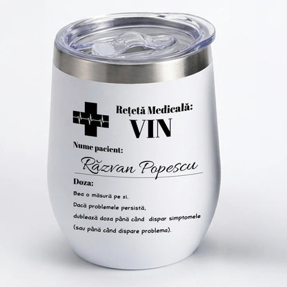 Termosuri albe și negre cu design Rețetă medicală: Vin, pentru băuturi calde și reci