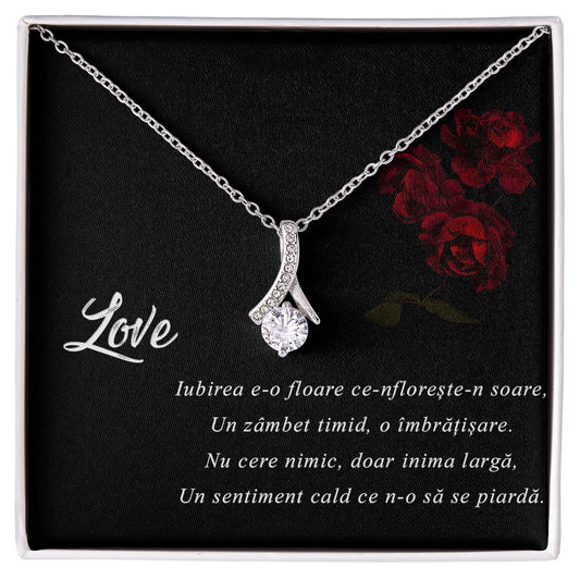 Colier argint 925 placat cu aur alb cu mesaj personalizat pentru ea.