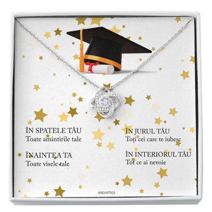 Set Cadou Absolvire – Colier Nodul Iubirii Silver cu Mesaj Emoțional