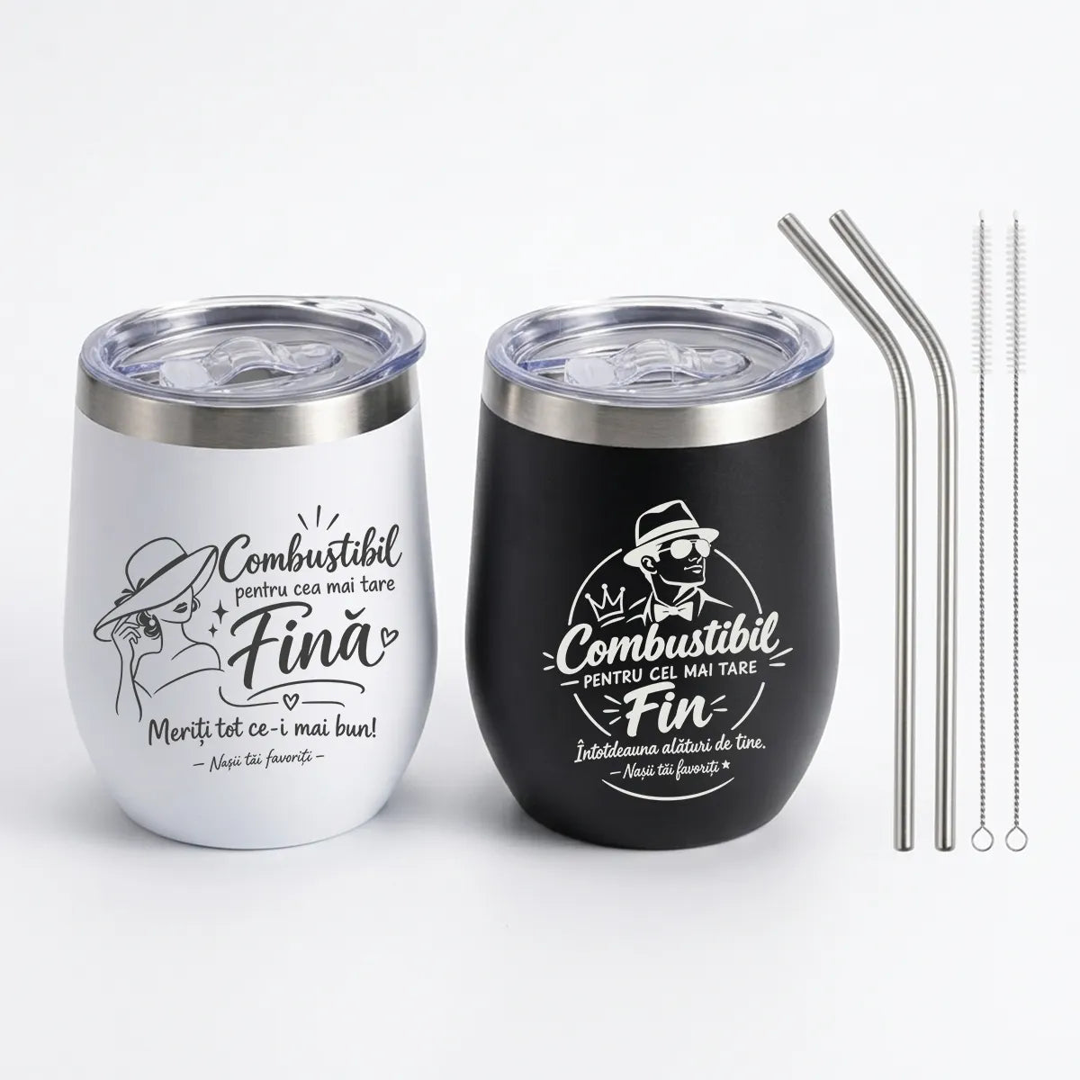 Set cadou pentru fini de la nași cu două termosuri de 350 ml