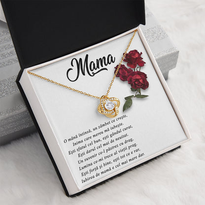 Colier "Nodul Iubirii" din Argint 925 Placat cu Aur 18K – Cadou Personalizat pentru Mama – Include Mesaj Custom & Card Răzuibil
