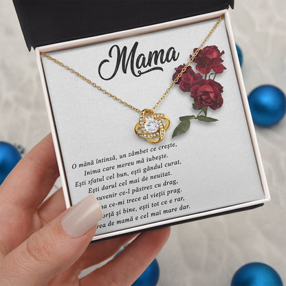 Colier "Nodul Iubirii" din Argint 925 Placat cu Aur 18K – Cadou Personalizat pentru Mama – Include Mesaj Custom & Card Răzuibil