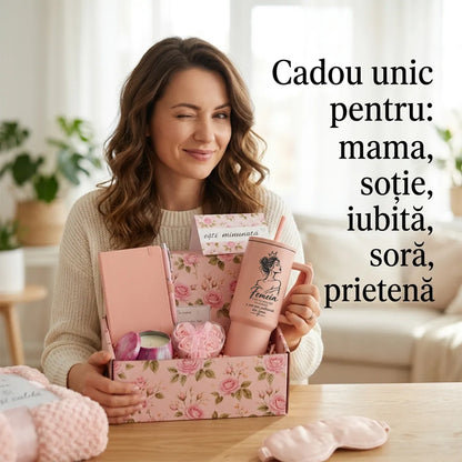 Set cadou premium pentru femei, 11 piese – pătură, termos 1,18 L, lumânare și mască de somn