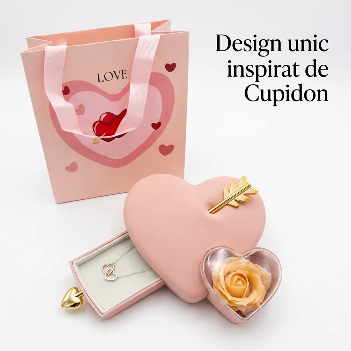 Sertar cu colier din argint 925 și felicitare romantică
