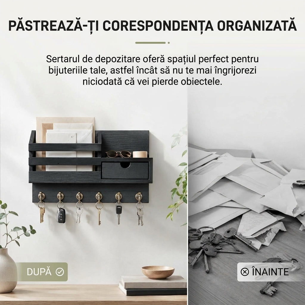 Detaliu sertar al organizatorului de perete pentru bijuterii și obiecte mici