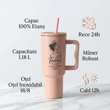 Set cadou premium pentru femei, 11 piese – pătură, termos 1,18 L, lumânare și mască de somn