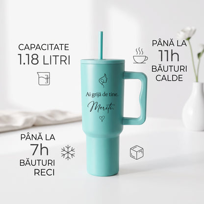 Set cadou premium pentru femei cu termos personalizat, pătură și agendă