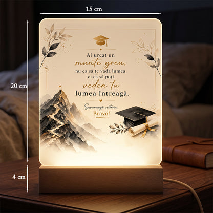 Lampă LED Personalizată Absolvire – Model „Muntele Succesului”