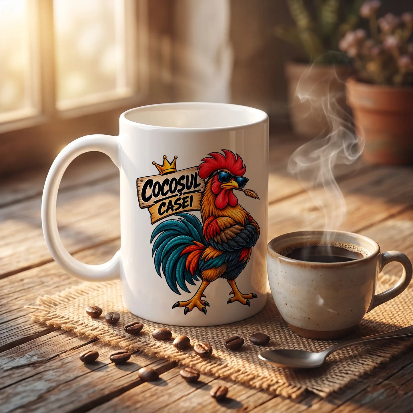 Set Căni Haioase Cuplu – Coćoşul Casei & Şefa Cotețului