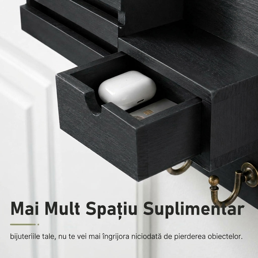Cuier organizator 4 în 1 pentru corespondență, obiecte mici și chei