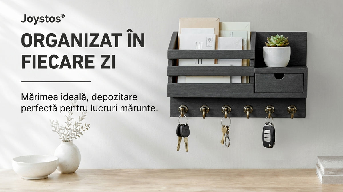Detaliu cârlige metalice ale organizatorului de perete