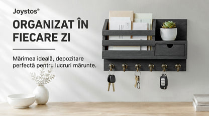 Detaliu cârlige metalice ale organizatorului de perete