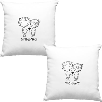 Cadou Sot Si Sotie - Set 2 Perne Decorative, 40x40 cm, Hubby - Wiffy