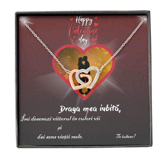 Colier cu Pandant Nod placat cu Aur Alb 14K, Card personalizat, daraga mea iubita, Imi desenezi...