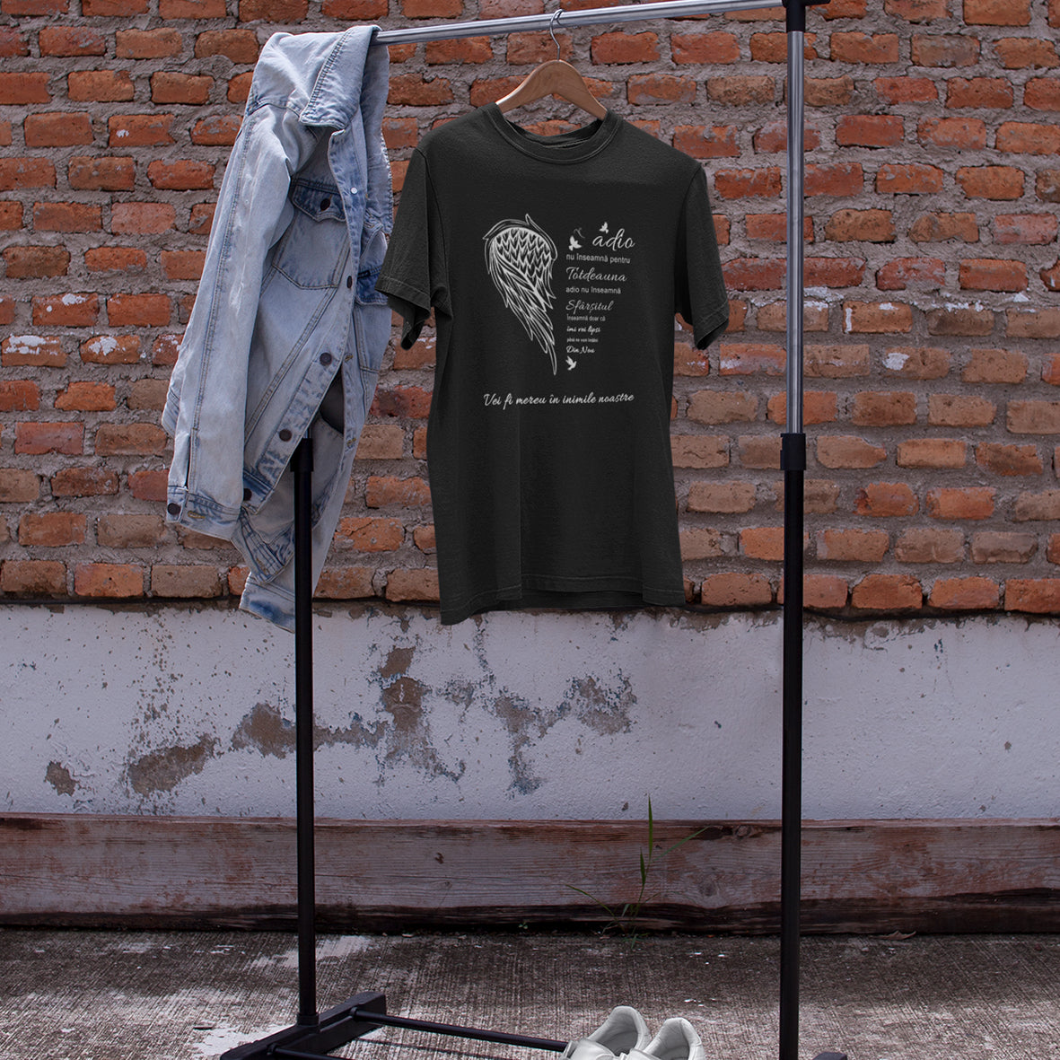 Tricou Memorial "Adio Nu Inseamna Pentru Totdeauna", JOYSTOS, marimea M, Negru, Unisex