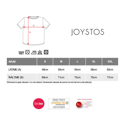 Tricou Joystos, Negru, Bumbac 100%, 150 g/mp, Unisex, Cu mesaj "JUST HODL IT." si grafica Crypto