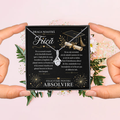 Colier din Argint „Alluring Beauty” Placat cu Aur Alb – Cadou Absolvire Fiică, Mesaj Emoționant Părinți