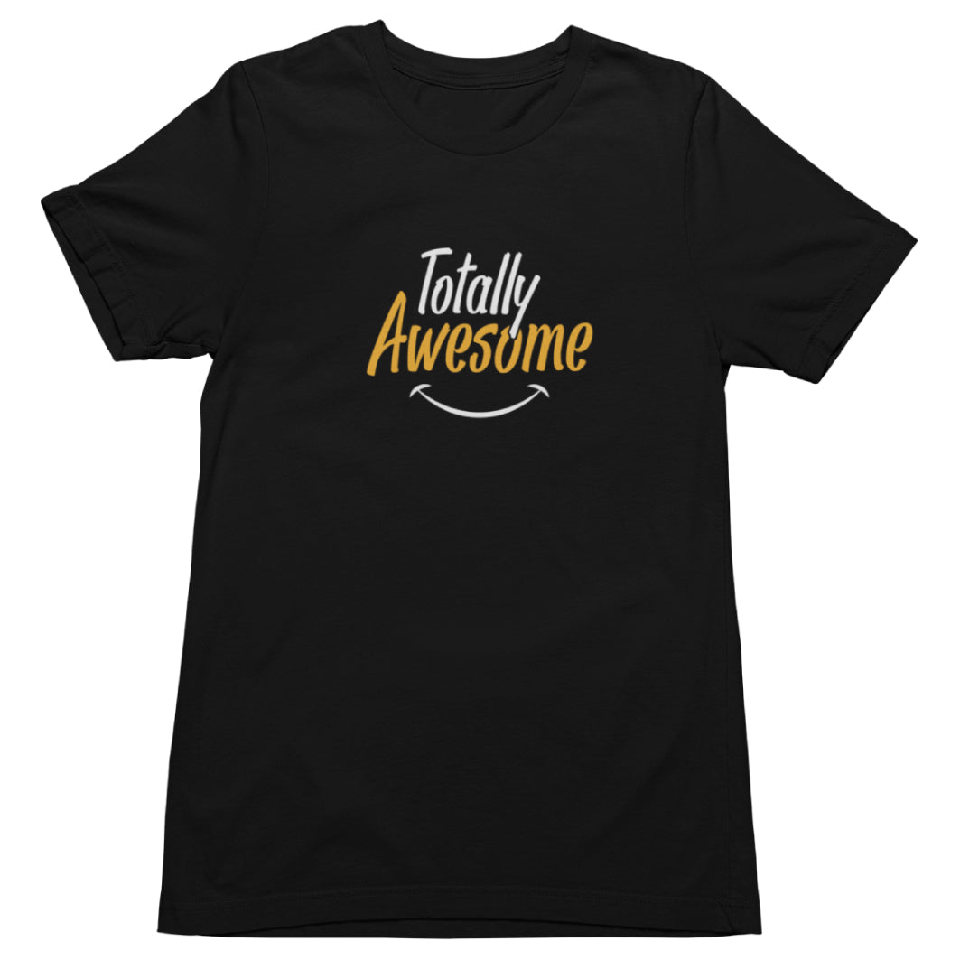 Cadou - Tricou Unisex Personalizat Cu Mesaj "Totally Awesome", Negru 100% Bumbac, 165g/mp