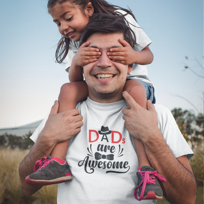 Cadou - Tricou Personalizat Cu Mesaj "Dad's Are Awesome", Alb 100% Bumbac