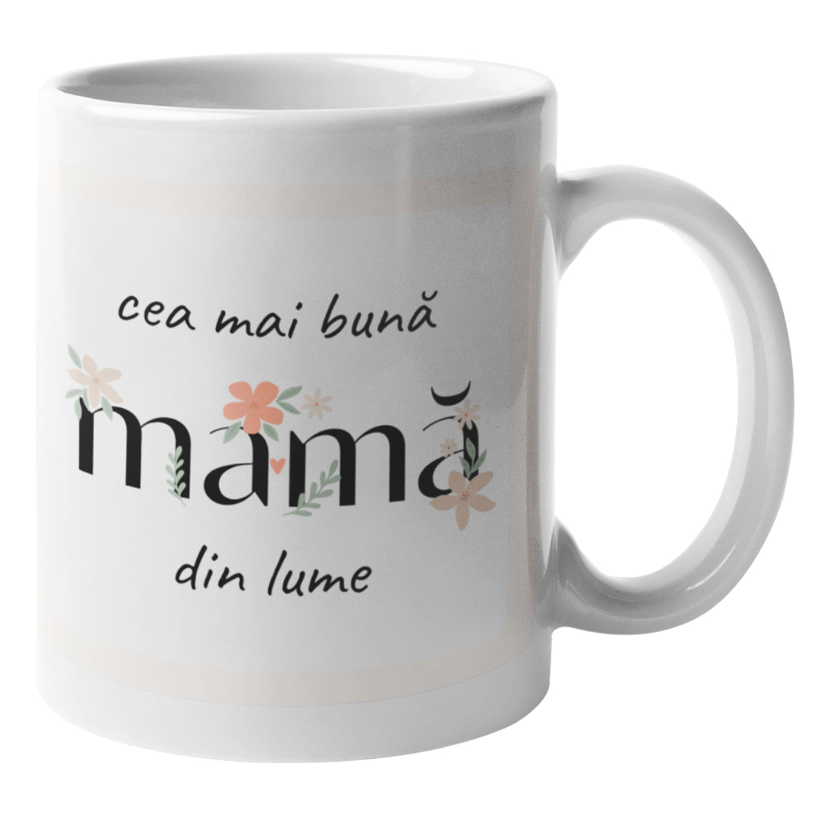 Cadou Pentru Mama: Cana Ceramica, 330 ml, Printata Cu Mesaj "Cea Mai Buna Mama Din Lume"