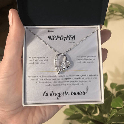 Cadou Pentru Nepoata De La Bunici: Colier Cu Pandant Nodul Iubirii Si Card Cu Mesaj Personalizat