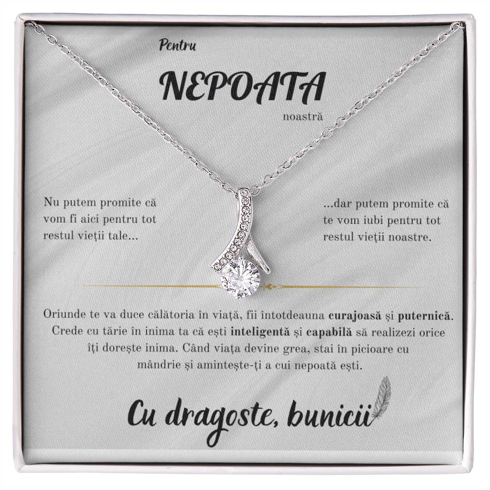 Cadou Pentru Nepoata De La Bunici: Colier Cu Pandant Nodul Iubirii Si Card Cu Mesaj Personalizat