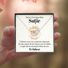 Cadou pentru sotie: Colier inimi interconectate, Placat aur alb 14K, si card cu mesaj 'Frumoasa Mea Sotie'
