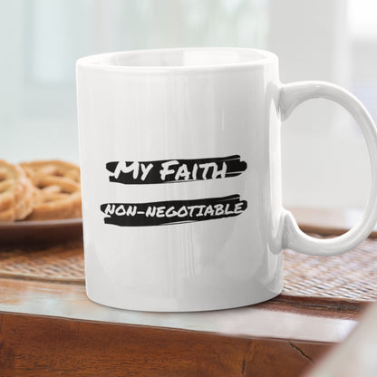 Cana Ceramica, Joystos, Alba, 330 ml, Personalizata cu Mesaj "My Faith"