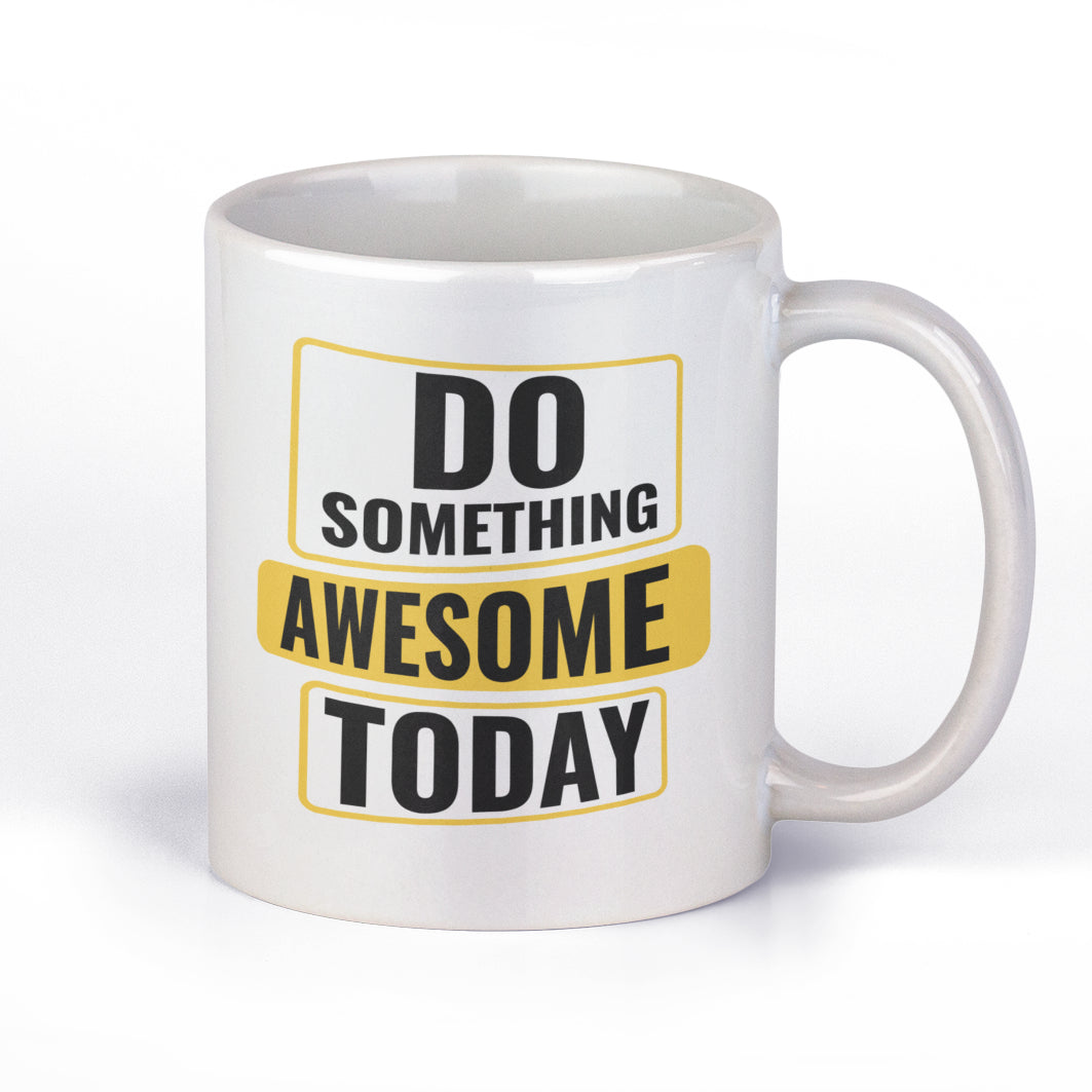 Cana Ceramica, Alba, 330 ml, Personalizata cu Mesaj "Do Something Awesome Today"