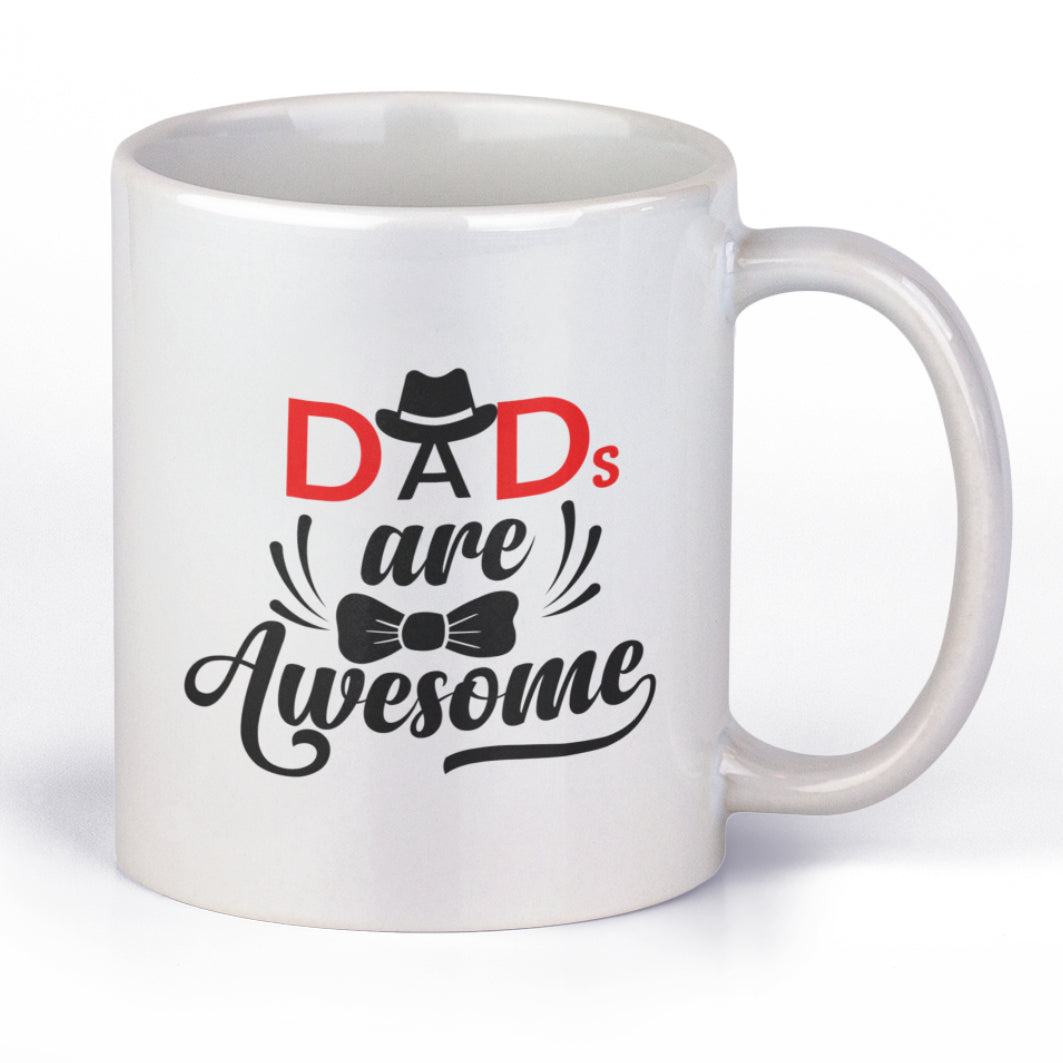 Cana Ceramica, Alba, 330 ml, Personalizata cu Mesaj "Dad's Are Awesome"