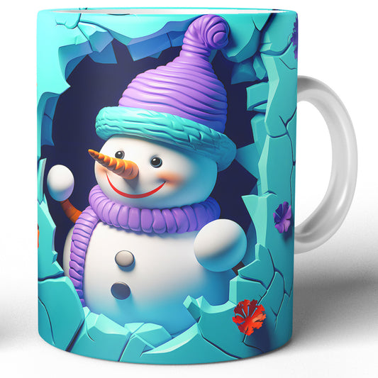 Cana Ceramica, 330 ml, Craciun Cu Om De Zapada Green, 330 ml, Design Vesel Si Colorat, Cana de Iarna