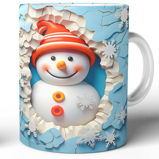 Cana Ceramica, 330 ml, Craciun Cu Om De Zapada Red, 330 ml, Design Vesel Si Colorat, Cana de Iarna