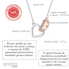 Cadou pentru iubita: Colier inimi interconectate, Placat aur alb 14K, si card cu mesaj 'Frumoasa Mea Iubita'