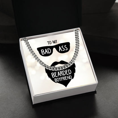 Set Cadou, Lantisor Joystos,L-60cm, JOYSTOS, Card Personalizat Cu Mesaj "My Bearded Boyfriend"