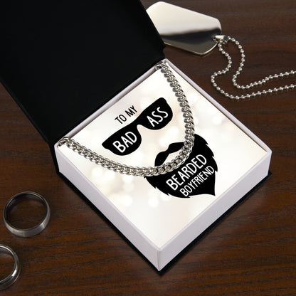 Set Cadou, Lantisor Joystos,L-60cm, JOYSTOS, Card Personalizat Cu Mesaj "My Bearded Boyfriend"