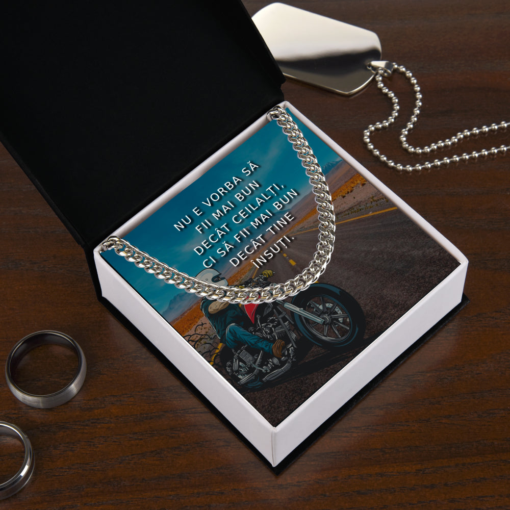 Set Cadou, LantisorJoystos,L-60cm, Card Personalizat Cu Mesaj "Fi Mai Bun Decat Tine"